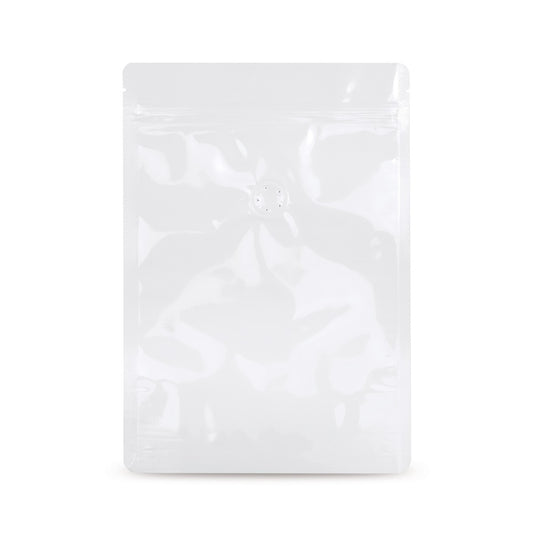 Standbodenbeutel Weiß mit Aromaschutzventil